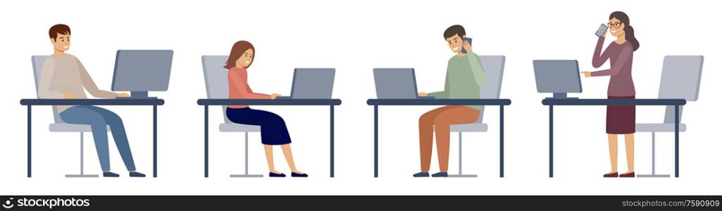 People in the office. Managers work. Vector illustration