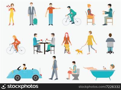 People in various lifestyles, Character set with flat design style.