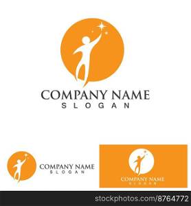 People jump star success ,Human character logo sign illustration vector design