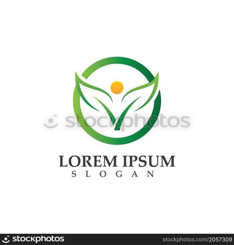 people leaf green nature health logo and symbols