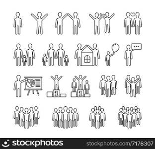 People line icons, family, business, team, sucess concepts, vector eps10 illustration. People Line Icons