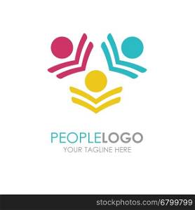 People Logo design. Creative abstract people shapes vector logo.. People Logo design. Creative abstract people shapes vector logo. Bright people logotype design template