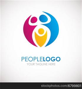 People Logo design. Creative abstract people shapes vector logo.. People Logo design. Creative abstract people shapes vector logo. Bright people logotype design template