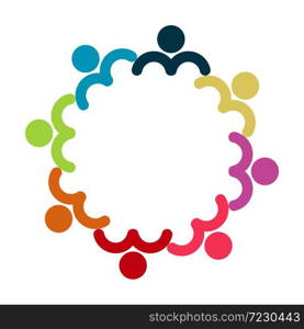 People logo. Group teamwork symbol of eight persons in a circle,Vector illustration