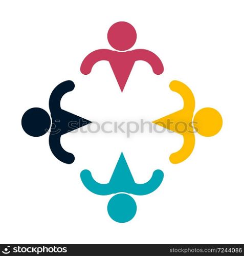 People logo. Group teamwork symbol of four persons in a circle,Vector illustration