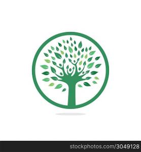 People logo tree logo vector design. Healthy person people tree eco and bio icon human character icon nature care symbol.