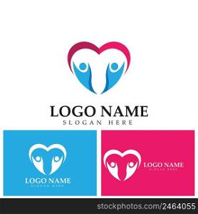 people love and care logo designs colorful concept vector illustration  family care logo template  love symbol.