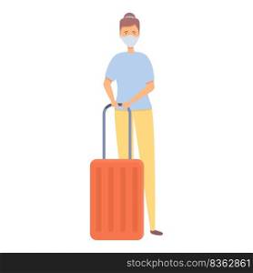 People mask travel icon cartoon vector. Vacation trip. Family airport. People mask travel icon cartoon vector. Vacation trip