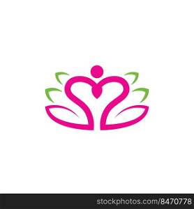 people Meditation leaf concept vector icon design template