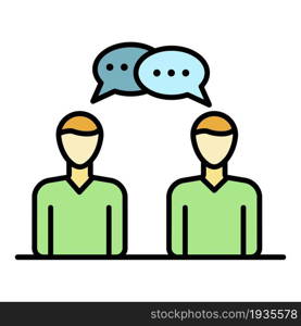 People meeting chat icon. Outline people meeting chat vector icon color flat isolated. People meeting chat icon color outline vector