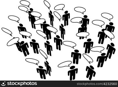 People meeting in a Social Media Network discuss in communication Speech Bubbles