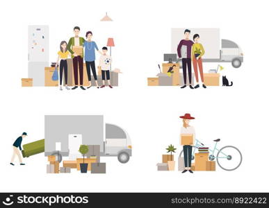 People moving into a new house with things set vector image