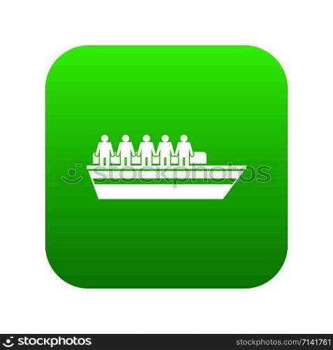 People on ship icon digital green for any design isolated on white vector illustration. People on ship icon digital green