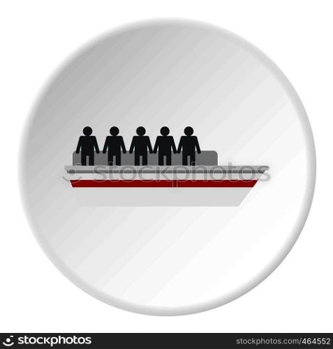 People on ship icon in flat circle isolated vector illustration for web. People on ship icon circle