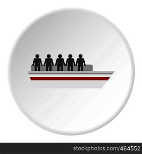 People on ship icon in flat circle isolated vector illustration for web. People on ship icon circle