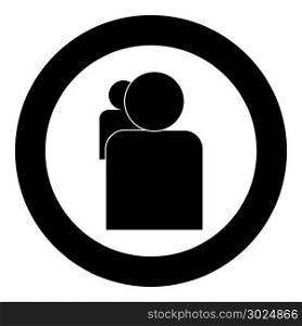 People or two avatar icon black color in circle vector illustration