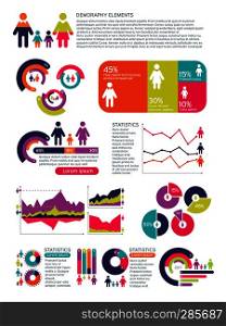 People population vector infographics with business charts, diagrams and man woman icons. Global economic concept. People population and demography chart visualization illustration. People population vector infographics with business charts, diagrams and man woman icons. Global economic concept