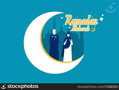 people prayer to god ramadan kareem vector illustrator.