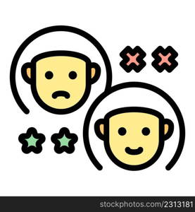 People product review icon. Outline people product review vector icon color flat isolated. People product review icon color outline vector