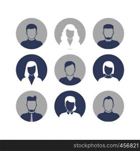People profile silhouettes icons in circle frames. Vector illustration. People profile silhouettes icons