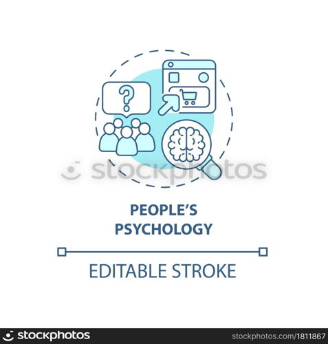 People psychology concept icon. UX design abstract idea thin line illustration. Predict customer behavior. Analyzing target audience attitudes. Vector isolated outline color drawing. Editable stroke. People psychology concept icon