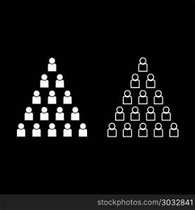 People pyramid icon set white color illustration flat style simple image outline