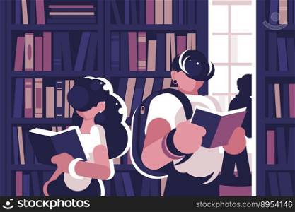 People read in library vector image