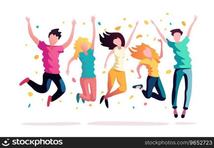 People rejoice in victory, working team of people celebrate. Vector illustration. People rejoice in victory, working team of people celebrate. Vector