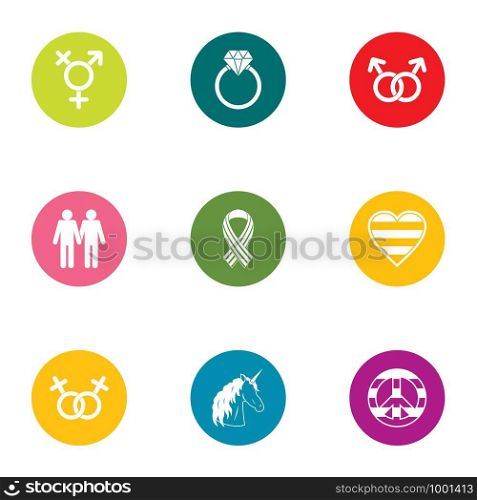 People relation icons set. Flat set of 9 people relation vector icons for web isolated on white background. People relation icons set, flat style
