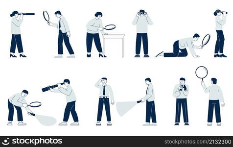 People searching. Talent recruiting, corporate person looking employee. Company characters, new horizons or ideas finding, recent vector set. Illustration of business recruitment talent. People searching. Talent recruiting, corporate person looking employee. Company characters, new horizons or ideas finding, recent vector set