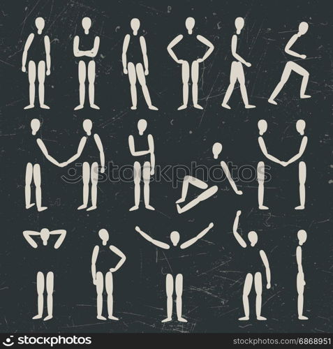 People silhouettes. Human figures in different poses. Vector silhouette.