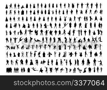 people silhouettes isolated on white