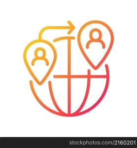 People smuggling gradient linear vector icon. Illegal migration. Human trafficking. Illicit human trade and slavery. Thin line color symbol. Modern style pictogram. Vector isolated outline drawing. People smuggling gradient linear vector icon