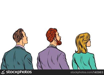 People stand back. Pop art retro vector illustration vintage kitsch. People stand back