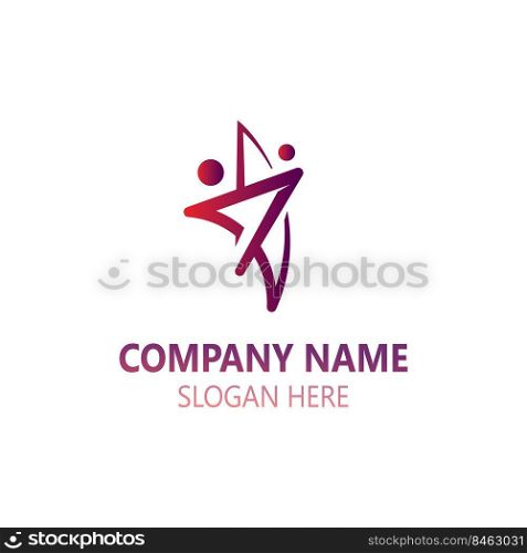 People Star logo design concept combination template vector
