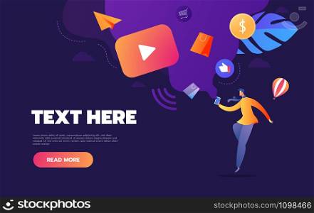 people streaming online video with their laptop, smartphone vector illustration concept, online tutorial video streaming can use for, landing page. people streaming online video with their laptop, smartphone vector illustration concept, online tutorial video streaming can use for, landing page.