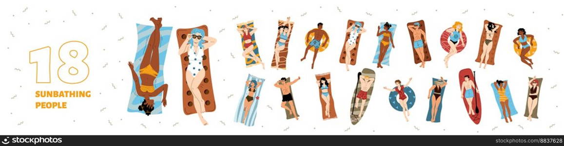 People sunbathing lying on towel