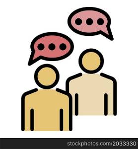 People talking icon. Outline people talking vector icon color flat isolated. People talking icon color outline vector