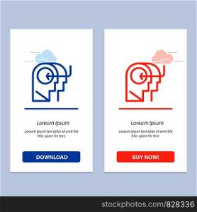 People, Teaching, Head, Mind Blue and Red Download and Buy Now web Widget Card Template