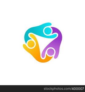 people teamwork logo symbol, global modern children team connection icon vector design illustration