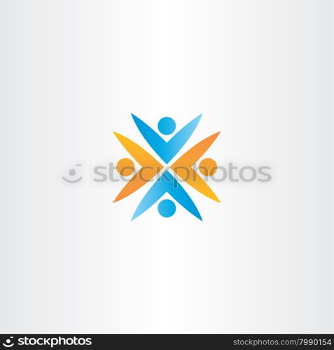 people teamwork orange blue vector logo sign company