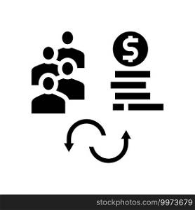 people to money converter glyph icon vector. people to money converter sign. isolated contour symbol black illustration. people to money converter glyph icon vector illustration
