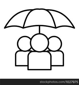 People under umbrella icon. Outline people under umbrella vector icon for web design isolated on white background. People under umbrella icon, outline style