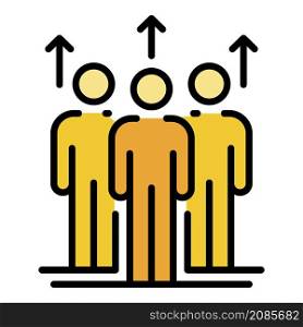 People up arrows icon. Outline people up arrows vector icon color flat isolated. People up arrows icon color outline vector