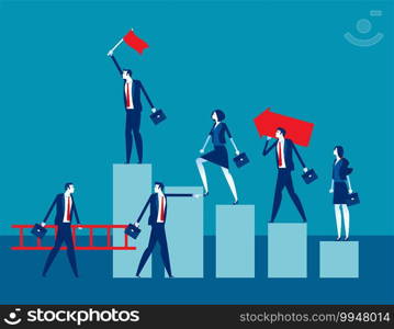 People up toward the goal. Concept business success vector illustration,  Achievement, Flat business cartoon style design.