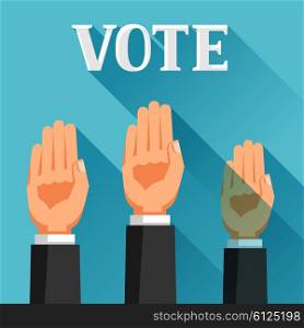 People vote with their hands raised. Political elections illustration for banners, web sites, banners and flayers.