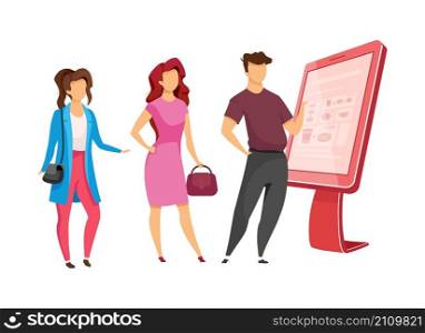 People wait for terminal service semi flat color vector characters. Standing figures. Full body people on white. Banking isolated modern cartoon style illustration for graphic design and animation. People wait for terminal service semi flat color vector characters