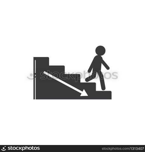 people walking to down on upstair vector illustration design