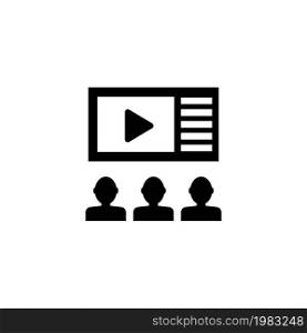 People Watching Movie, Cinema Theater. Flat Vector Icon illustration. Simple black symbol on white background. People Watching Movie, Cinema Theater sign design template for web and mobile UI element. People Watching Movie, Cinema Theater. Flat Vector Icon illustration. Simple black symbol on white background. People Watching Movie, Cinema Theater sign design template for web and mobile UI element.