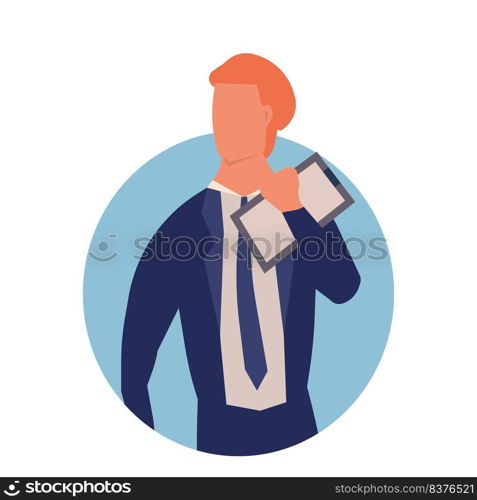 People with clipboard document vector illustration. Business checklist with character concept icon. Questionnaire work report and holding sign. Human with note board mark and happy avatar employee